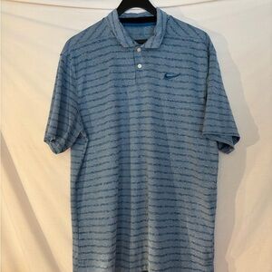 Nike DRI-FIT Men’s Blue Heathered Stripe Polo SIZE Large